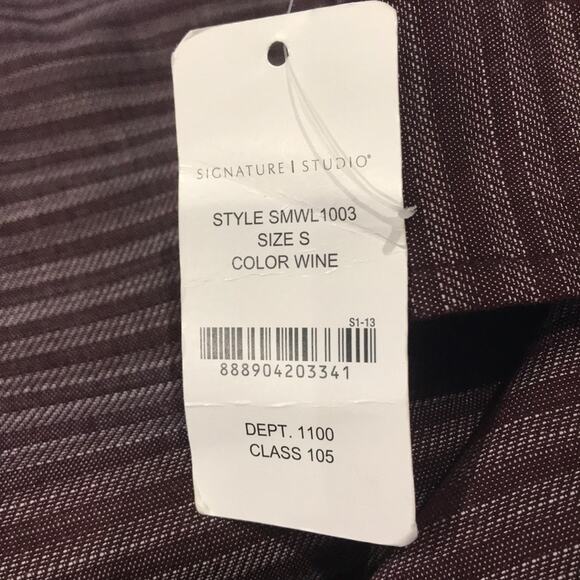 Signature Studio Wine Stripe Long Sleeve Button Down Shirt - Small - Picture 5 of 7